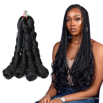 Wholesale kanekalon french spiral curl synthetic yaki pony style wavy kenya extensions sea body for african curly braiding hair